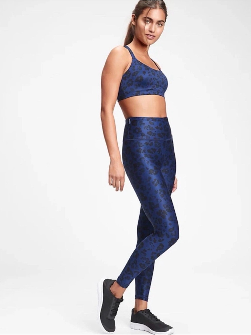 GAPFIT Eclipse SET Sports Bra & High Rise Leggings Set Blue Leopard Print Medium
